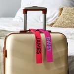 Personalised Multicolor Embroidered Name Luggage Tag with Snaps Travel Business Trip Accessories Birthday Gift for Students Travel Lovers