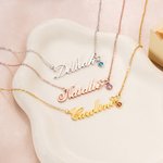 Personalized Heart Name Birthstone Necklace with Card Dainty Jewelry Birthday Anniversary Gift for Mom Besties