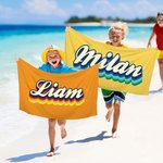 Gepersonaliseerde Kleurrijke Naam Sneldrogende Oversized Strandlaken Zomer Reisbenodigdheid Verjaardagscadeau voor Familie en Vrienden
