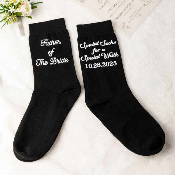 Personalized 100% Cotton Men's Wedding Socks with Date and Text Engagement Wedding Party Gift for Father of The Bride Father in Law