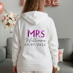 Personalisierte Just Married Frau Herr Multicolor 100% Baumwolle Zip Up Hoodie mit Namen Hochzeit Braut Dusche Flitterwochen Geschenk für Braut Bräutigam Paar