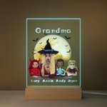 Gepersonaliseerd Heks Vampier Vleermuis LED Nachtlampje met 7 Kleuren Licht Houten Basis Home Decor Halloween Cadeau voor Familie