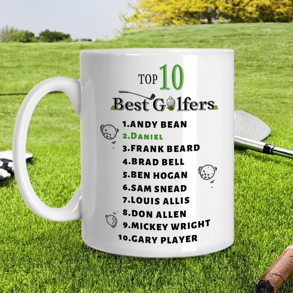 Personalised Funny Top 10 Golfers 11 oz Ceramic Coffee Mug with Name Game Day Birthday Gift for Golf Lover Husband Dad