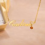 Personalized Heart Name Birthstone Necklace with Card Dainty Jewelry Birthday Anniversary Gift for Mom Besties