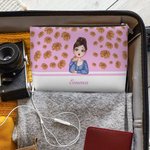 Personalisierte Cartoon-Mädchen Fliegende Geburtsblume Tragbare Kosmetiktasche mit Namen Geburtstag Jahrestagsgeschenk für Damen