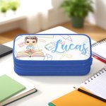 Estuche personalizado de doble capa con nombre y cremallera de un personaje de dibujos animados Regalo de cumpleaños de vuelta al cole para niños y niñas