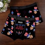 Personalizado Petardo Sombrero Cara Foto Ropa interior masculina Boxer Breve Día de la Independencia Día de San Valentín Aniversario Regalo para Maridos Novios