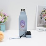 Personalized Watercolor Floral Multicolor 18.5 oz Insulated Water Bottle with Carrying Rope and Spill-Proof Lid Birthday Gift for Friends Family