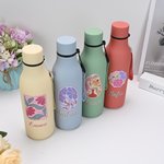 Personalized Watercolor Floral Multicolor 18.5 oz Insulated Water Bottle with Carrying Rope and Spill-Proof Lid Birthday Gift for Friends Family