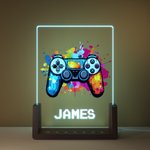 Luz nocturna LED personalizada con nombre de píxel y base de madera Decoración de guardería Regalo de cumpleaños para niños