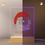 Gepersonaliseerde Smiley Kerstman Namen 7 Kleuren Veranderend LED Nachtlampje met Houten Voet Festival Home Decor Kerstcadeau voor Familie
