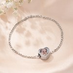 Personalisierte Sterling Silber Kristall Herz Foto Charme Fit Halskette Armband Geburtstag Geschenk für Familie Freunde