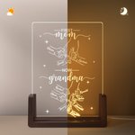 Personalized Star Hand in Hand Design LED Night Light with Names and Wooden Base Mother's Day Home Decor Birthday Gift for Mom Grandma
