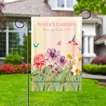 Personalized 2-15 Birth Flowers Garden Flag with Names Nickname and Year Garden Decor Mother's Day Birthday Gift for Mom Grandma