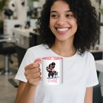 Personalised Scissors Hair Dryer Cartoon Barber Ceramic Coffee Mug with Name Salon Opening Anniversary Birthday Gift for Women Hairdresser