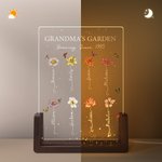 Personalized 1-12 Birth Flower Acrylic LED Night Light with Wooden Base Home Decor Mother's Day Birthday Gift for Grandma Mom