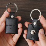 Personalized 3 Family Photos Album PU Leather Keychain with Engraved Text Birthday Father's Day Anniversary Gift for Dad Husband