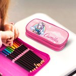 Personalised Fantasy Unicorn Dinosaur Double-Layer Oxford Pencil Case with Name and Zipper School Supply Birthday Back to School Gift for Students