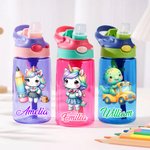 Bouteille d'eau personnalisée avec paille en silicone et poignée Cadeau d'anniversaire pour les garçons et les filles