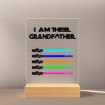 Personalized I Am Their Father Grandfather LED Night Light with 1-8 Light Saber Names and Wooden Base Father's Day Gift for Dad Grandpa