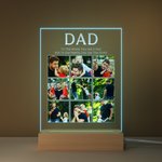 Plaque Acrylique Personnalisée avec 2-9 Photos Collage et Texte Veilleuse Lumière LED Décoration Maison Cadeau Fête des Pères pour Papa Grand-père