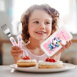 Personalizzato Carino Dinosauro Fantasia Unicorno Sicuro Acciaio Inox Bambino Forchetta Cucchiaio Coltello Set di posate 3 pezzi con custodia e nome Regalo di compleanno per bambini