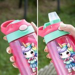 Bouteille d'eau personnalisée avec paille en silicone et poignée Cadeau d'anniversaire pour les garçons et les filles