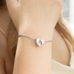 Personalisierte Sterling Silber Kristall Herz Foto Charme Fit Halskette Armband Geburtstag Geschenk für Familie Freunde