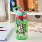 Personalised Fantasy Unicorn Dinosaur Initial 16 oz Kid Water Bottle with Name and Silicone Straw Birthday Back to School Gift for Boys Girls