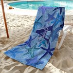 Toalla de playa personalizada con estrella de mar secado rápido, grande con nombre e inicial regalo de cumpleaños en la playa para la familia