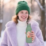 Personalized Watercolor Floral Multicolor 18.5 oz Insulated Water Bottle with Carrying Rope and Spill-Proof Lid Birthday Gift for Friends Family