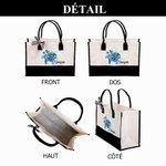 Sac Fourre-tout Personnalisé avec Nom et Motif Torture de Mer Florale Accessoire de Grande Capacité Cadeau Vacances Anniversaire pour Femme