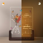 Gepersonaliseerde First Mom Now Grandma Geboorte Bloemen Kalender LED Nachtlampje met Houten Voet Home Decor Moederdag Cadeau voor Moeder Oma