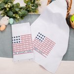 Personalised 1-8 Family Names Flag Soft Waffle Tea Towel with Text Kitchen Decor Patriotic 4th of July Independence Day Gift for Family Friend