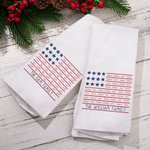 Personalised 1-8 Family Names Flag Soft Waffle Tea Towel with Text Kitchen Decor Patriotic 4th of July Independence Day Gift for Family Friend