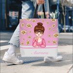 Borsa tote personalizzata con nome e motivo floreale fiore di nascita grande capacità regalo di compleanno e anniversario per donne