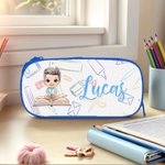 Estuche personalizado de doble capa con nombre y cremallera de un personaje de dibujos animados Regalo de cumpleaños de vuelta al cole para niños y niñas