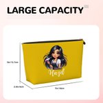 Personalisierte Multicolor Cartoon Friseurin wasserdichte Kosmetiktasche mit Namen und Reißverschluss Reise Essentials Geburtstag Geschenk für Frauen