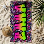 Personalised Stylish Graffiti Oversized Quick Dry Beach Towel with Name Beach Party Travel Essentials Birthday Gift for Friends