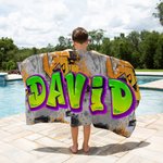 Personalised Stylish Graffiti Oversized Quick Dry Beach Towel with Name Beach Party Travel Essentials Birthday Gift for Friends