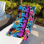 Personalised Stylish Graffiti Oversized Quick Dry Beach Towel with Name Beach Party Travel Essentials Birthday Gift for Friends
