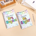 Cuaderno A5 personalizado con el tema de los profesores, estilo lápices de colores, 60 páginas rayadas y nombre Regalo de vuelta al cole para profesores en el Día del Profesor