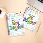 Cuaderno A5 personalizado con el tema de los profesores, estilo lápices de colores, 60 páginas rayadas y nombre Regalo de vuelta al cole para profesores en el Día del Profesor
