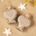Gepersonaliseerde Love Heart Bloemen Glas Geheugen Zand Pot Fles met Naam en Datum Bruiloft Huwelijksreis Vakantie Gift voor Koppels Bruid Bruidegom