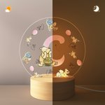 Personalized Classic Winnie the Pooh Acrylic LED Night Light with Wooden Base and Name Nursery Room Decor Birthday Gift for Boys Girls