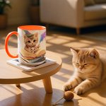 Personlig søt magisk katt 11 oz 15 oz keramisk krus med navn og underlegg Bursdagsgave til bursdagsjubileum for katteelskere Bokorm