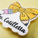 Personalized 3D Crayon Notebook Rainbow Apple Pencil Bow Bag Charm with Name Accessory for Bogg Appreciation End of School Gift for Teachers Educators