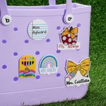 Personalized 3D Crayon Notebook Rainbow Apple Pencil Bow Bag Charm with Name Accessory for Bogg Appreciation End of School Gift for Teachers Educators