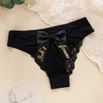 Personalized Sexy Bow Bride Underwear Lace Thong with Name Honeymoon Valentine's Day Wedding Bridal Shower Gift for Her