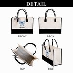 Personalizzato Toile De Jouy Blu Fiocco Nero e Bianco Impermeabile Grande Borsa Tote in Tela con Nome Compleanno Anniversario Regalo per Donne
